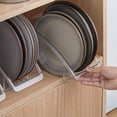 thumbnail image 4 of Transparent PET Kitchen Organizer Tray | Layered Storage Rack for Dishes & Lids, Countertop & Cabinet Use | Space-Saving, Sturdy, 9.8 x 5.5 x 4.7 in, Clear, Easy-Access Handle, 4 of 6
