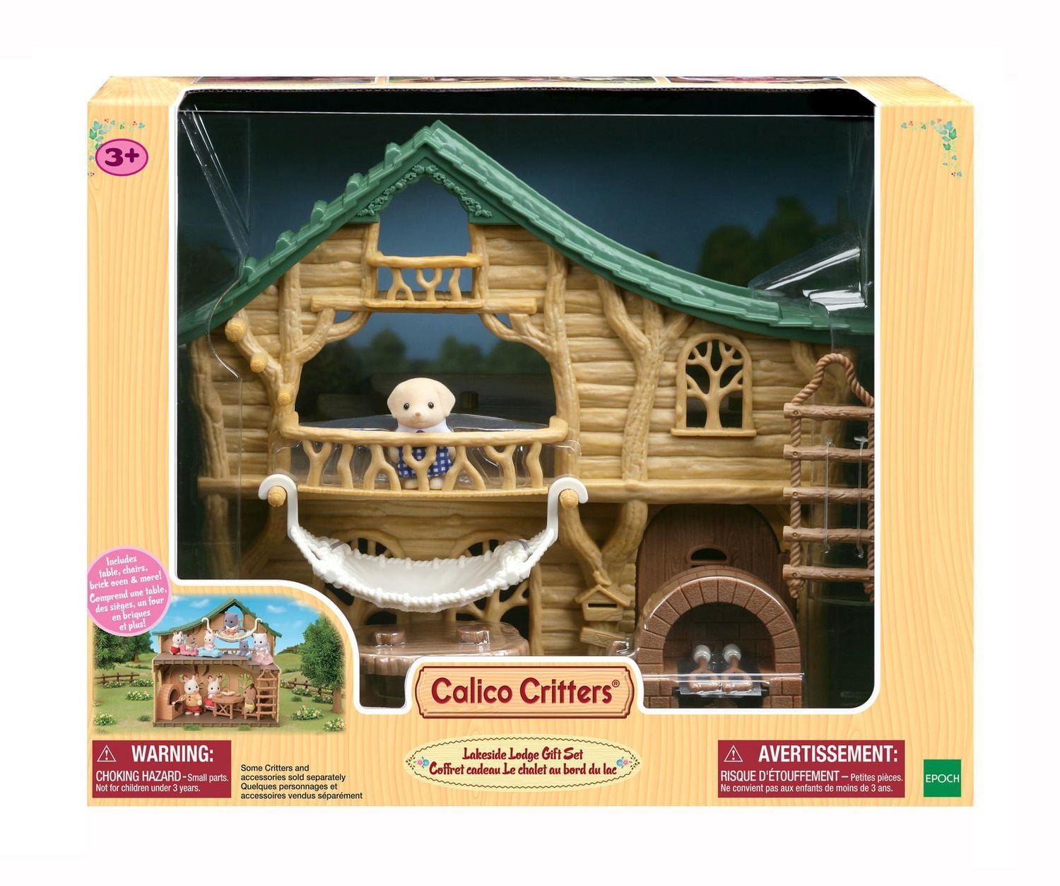 Coffret-cadeau - Auberge au bord du lac de Calico Critters, ensemble de jeu pour maison de poupée avec meubles et figurine