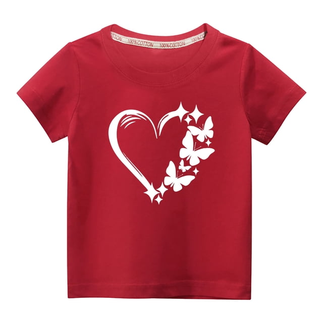vdgthytj T-Shirts de la Saint-Valentin pour Tout-Petits Garçons Filles, Enfants, Col Rond Imprimé, Manches Courtes, Hauts, T-Shirt Graphique, Blouse