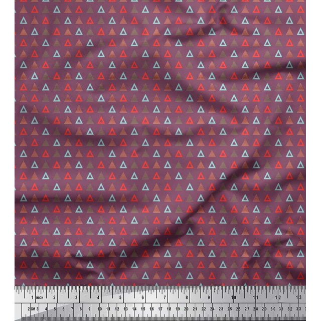 Soimoi Silk Fabric Triangle Shirting Print Sewing Fabric Yard 42 Inch Wide