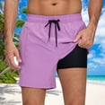 thumbnail image 2 of hotojiny 2 in 1 Workout Shorts for Men Fashion Color Block Stretch Gym Short Pants Breathable Drawstring Running Athletic Shorts, 2 of 4