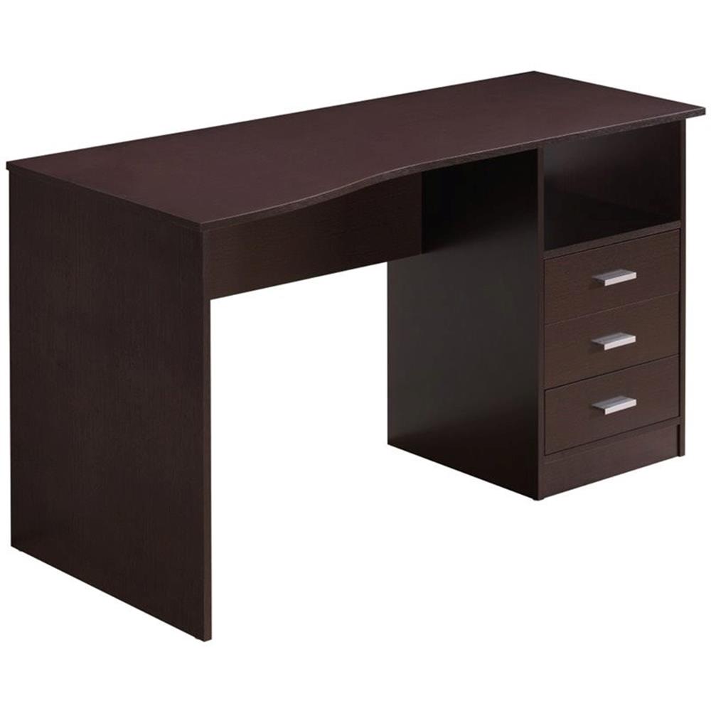 Scranton & Co 3-Drawer Wood Computer Desk with Shelf in Espresso/Wenge