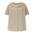 thumbnail image 4 of Blouses pour Femmes Décontractées à Col Rond Boutonnées T-Shirt Basique Confortable Détente Tendance Léger Été Vacances Chemise Douce 2025, 4 of 6