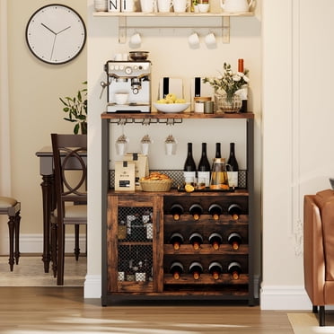 AKDSteel Wine Bar Cabinet - Large Capacity Liquor Cabinet with Storage, Adjustable Shelves for Glassware, Sturdy MDF Construction, Easy Assembly Wine Rack Ideal for Dining Room Bar & Kitchen