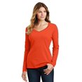 thumbnail image 1 of Port 1135852 Ladies Long Sleeve Fan Favorite V-Neck Tee, Orange - Small, 1 of 1