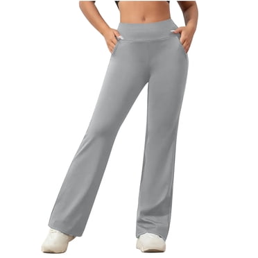 cfhntfmh Pantalon de Yoga pour Femmes Pantalon à Jambe Grand avec Poches Taille Haute Extensible Pantalon Décontracté d'Entraînement Pantalon à Pattes d'Éléphant de Gym Yoga