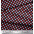 thumbnail image 3 of Soimoi Blue Poly Georgette Fabric Diagonal Check Printed Craft Fabric by the Yard 52 Inch Wide, 3 of 5