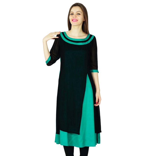 Phagun Kurta de Designer pour Femmes Kurti Ethnique Haut Tunique Robe en Rayonne et Georgette