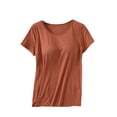 thumbnail image 1 of Timegard Hauts d'Été pour Femmes avec Soutien-Gorge Intégré Col Ras du Cou Manches Courtes Tenue de Détente Pyjama Doux Décontracté T-Shirt, 1 of 7