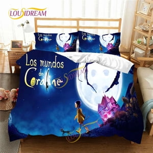 Coraline bedding sets Pillowcase Bed Sheet Four Seasons Three Piece Soft Thriller animated film Bed Cover comforter