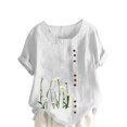 thumbnail image 1 of Cameland Hauts pour Femmes Col Rond Manches Courtes Imprimé Floral Chemise Ample, 1 of 5