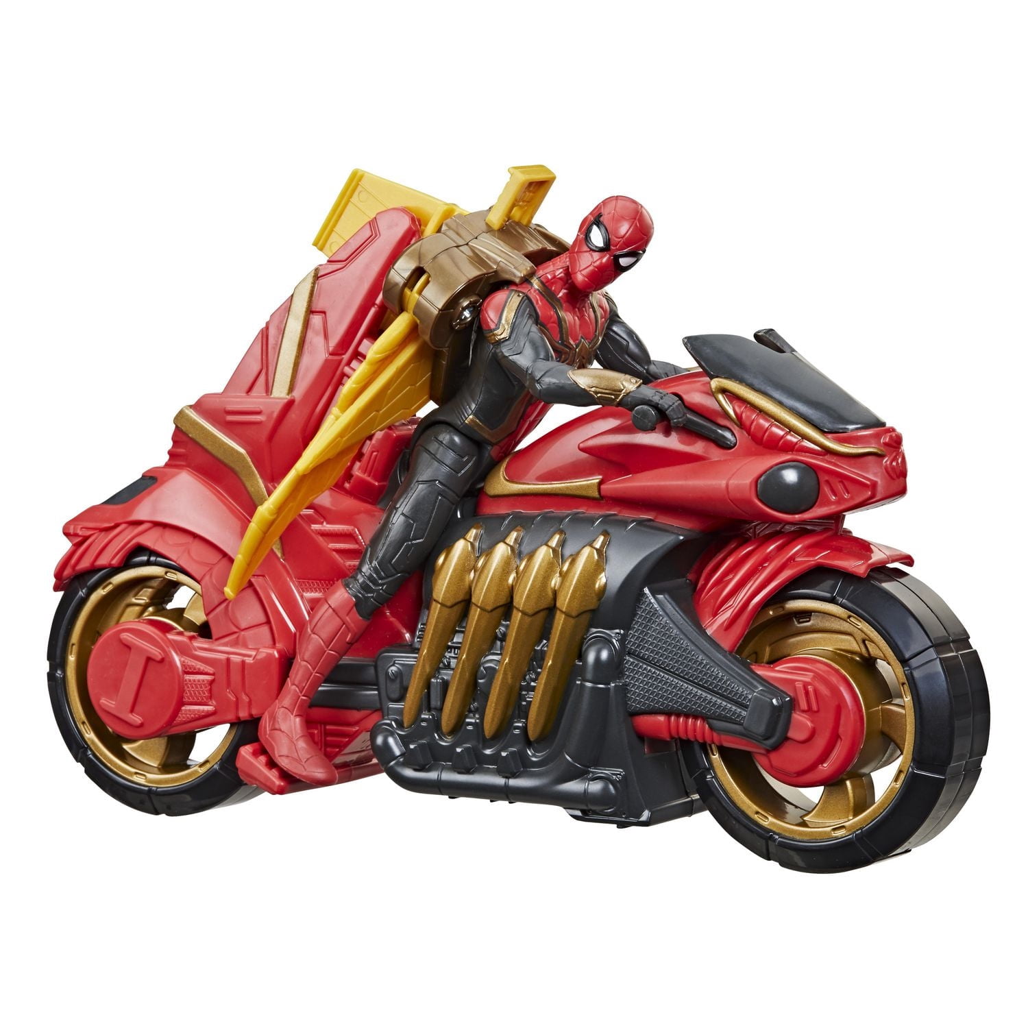 Marvel Spider-Man, Super arachno-moto avec figurine Spider-Man ailée amovible inspirée du film, pour enfants dès 4 ans