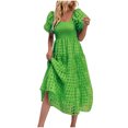 thumbnail image 2 of Gspmoly Robes d'Été pour Femmes, Robe à Épaules Dénudées à Manches Courtes Plissée à Taille Haute pour Femmes, Robes d'Été pour Femmes en Liquidation, 2 of 9