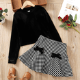 thumbnail image 1 of PatPat Ensemble 2 Pcs pour Fille, T-Shirt à Manches Longues et Jupe Pied-de-Poule, Taille 5-12, 1 of 6