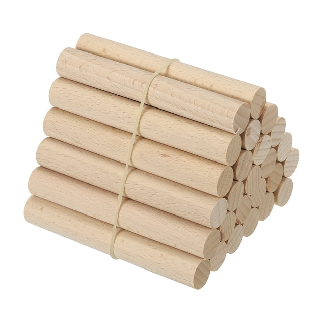 Unique Bargains 5/8 x 4 Inch Dowel Rods Wood Sticks Unfinished Wooden Dowel Rods Round Dowels Sticks 25 Pcs