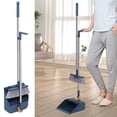 thumbnail image 1 of Chmadoxn Dorm Room Essentials, Brooms Indoor 180° Rotatable Standing Storage Buckle Type Brooms And Dustpan Set With Scraping Teeth And Scraper Cleaning Suitable For Home portable broom, 1 of 9