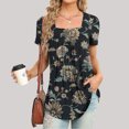 thumbnail image 1 of SMihono Hauts pour Femmes Été Chic Décontracté Mode Femme Imprimé Décontracté Col Rond Manches Courtes T-Shirt Ample Blouse Hauts T-Shirt Oversize pour Femmes, 1 of 5