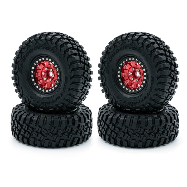 RC Crawler Rubber Tires with Metal Rim RC Car Tires 4pcs 12mm Hex Replacement for
