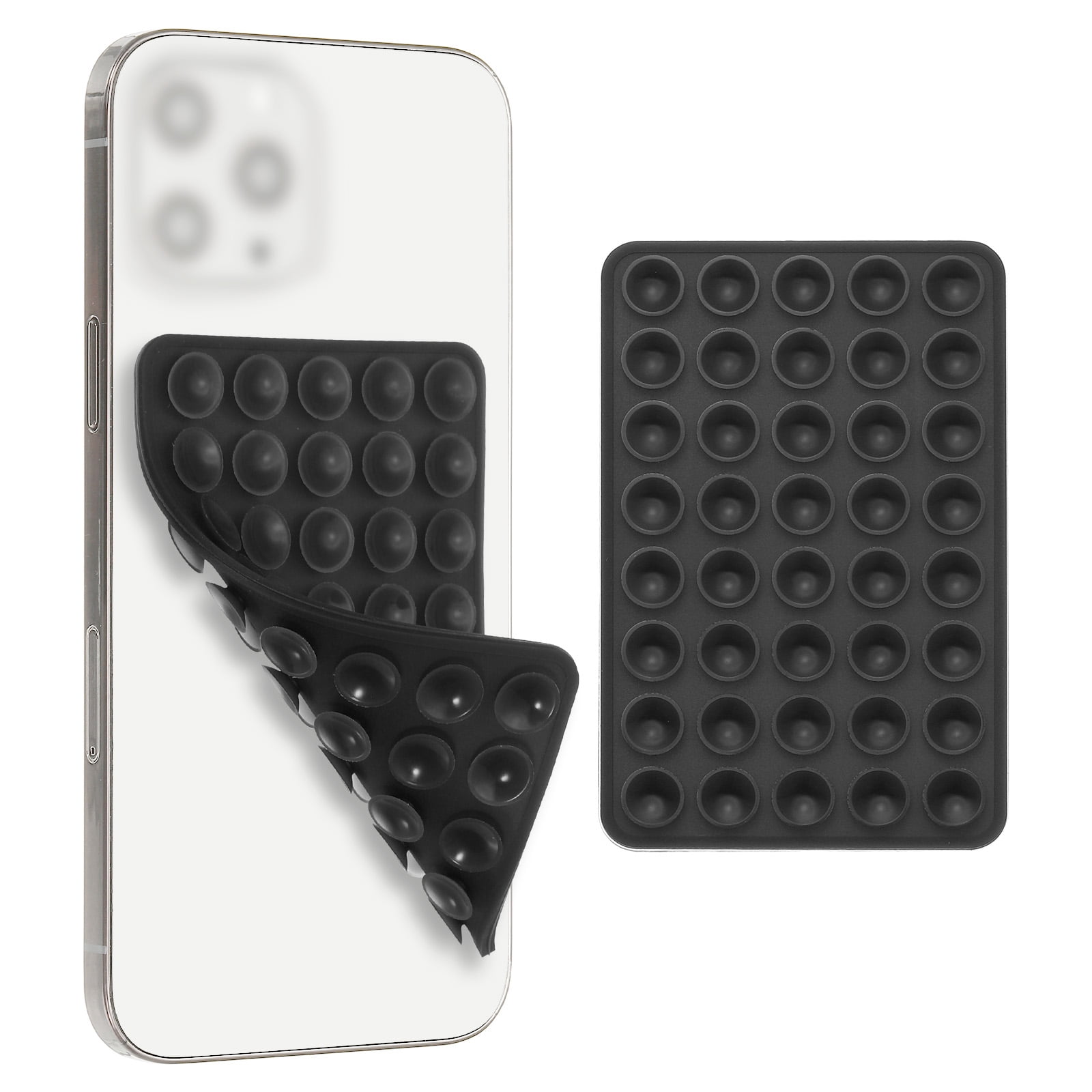 Uxcell 2 Pack Suction Phone Case, Back of Phone Suction Grip Suction Cup Phone Case Silicone Double Sided Mount Strong Grip Holder for Videos, Black