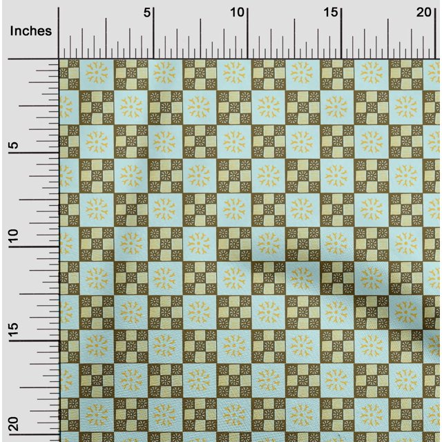 oneOone Georgette Viscose Fabric Geometric & Floral Block Print Fabric By The Yard 42 Inch Wide
