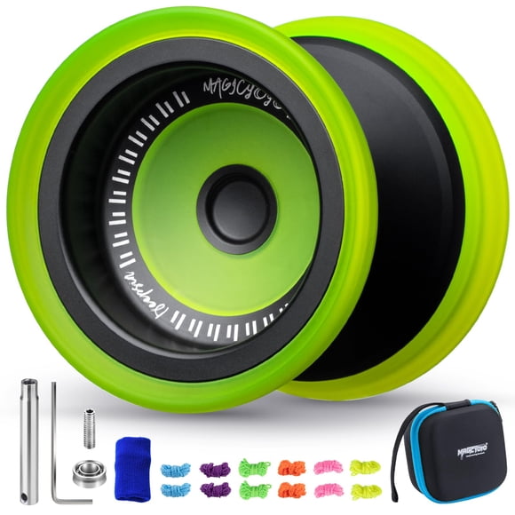 MAGICYOYO V13 DEEPSPIN Bi-Material Yoyo for Kids 8-12 and Adults, Dual Purpose Professional Yoyo for All Skill Levels, Trick Yo yo with 12 Yo-yo Strings, Finger Brace, Bearing Kit-Bla