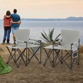 thumbnail image 2 of Gymax 2 Pcs Chaise de Camping Surdimensionnée avec Table d'Appoint 2 Poches de Rangement Porte-Gobelet pour Voyage Gris, 2 of 10