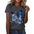 thumbnail image 1 of Hauts d'Été pour Femmes, T-Shirt de Sport Décontracté à Manches Courtes et Col Rond Imprimé, Gris Foncé TG, 1 of 4