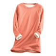 thumbnail image 1 of Chandail en Molleton Doublé Sherpa en Polaire pour Femmes, Chandail Chaud d'Hiver, Col Rond, Automne, Tunique de Détente, Rouge Melon D\'eau 2TG, 1 of 7