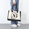 thumbnail image 3 of MesaSe Sac à Main en Toile Mode pour Femmes Imprimé Lettres Fleurs Couleur Frappé Portable, 3 of 6