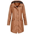 thumbnail image 1 of Jackets Women's Solid Color Rain Jacket Outdoor Hooded Waterproof Windproof Long Coat Womens Spring Jacket on Clearance, 1 of 5