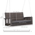 thumbnail image 3 of Outsunny 2-Person Patio Porch Swing Chair, Rattan Hanging Bench, Grey, 3 of 10