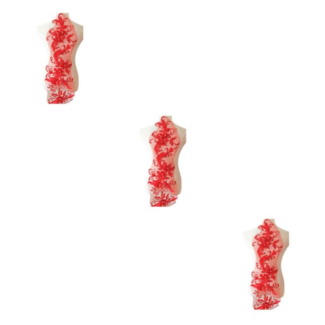 Transemion Unique And Beautiful Dresses With Lace Applique Decoration For Costumes Red 3Set