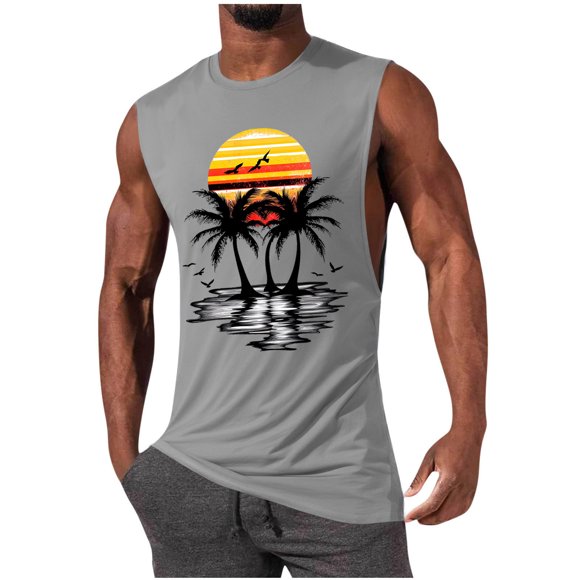 EGNMCR Round-Neck Tank Top Men's Tank High Elasticity Sports Pullover Round Neck Sleeveless Fitness Muscular Man Fitness Clothes Men cotton Tank Top