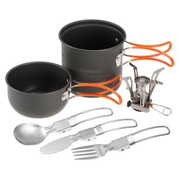 Amdohai Mini Camping Cooking Pot Foldable Spoon Fork Cutter Cookware Set for Outdoor Camping Hiking Backpacking Picnic