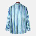 thumbnail image 4 of Chemise à Manches Longues pour Homme Mode Homme Automne Hiver Poche Latérale Simple Col Montant Chemise à Manches Longues Rayée Haut, 4 of 9