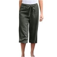 thumbnail image 1 of Dealovy Pantalon Capri pour Femmes en Coton et Lin, Grande Taille, Taille à Cordon, Léger, Pantalon Court, 1 of 6