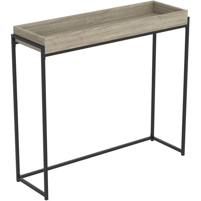 Pemberly Row Contemporary 39.5"L Sunken Tray Console Table in Dark Taupe