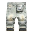 thumbnail image 3 of Cameland Men's Ripped Denim Trunks Stretchy Washed Jeans Trunks Cut-off Classic Fit Biker Jeans Trunks, 3 of 9