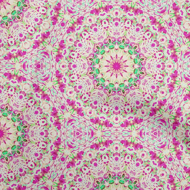 oneOone Rayon Fuschia Pink Fabric Mandala Craft Projects Decor Fabric Printed By The Yard 56 Inch Wide
