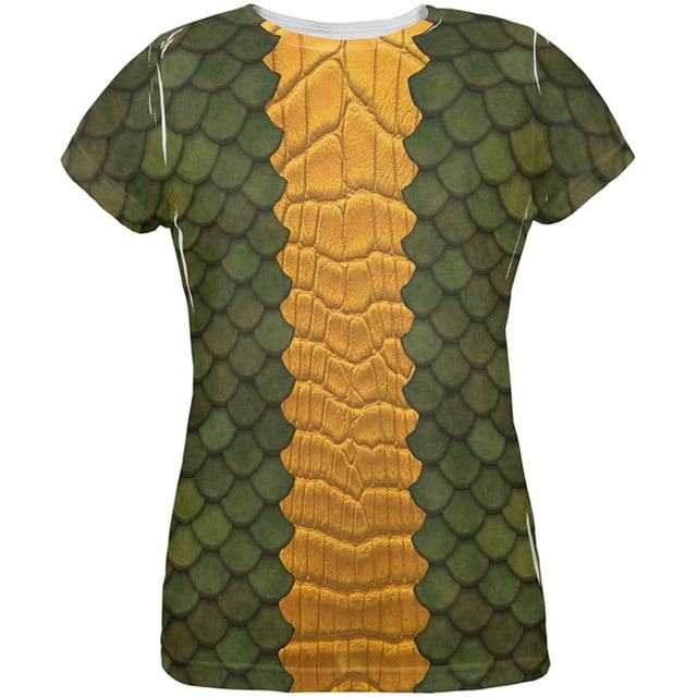 T-shirt pour Femmes à Imprimé Intégral de Costume Dragon Vert d'Halloween