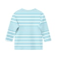 thumbnail image 3 of ShomPort Boys Girls T-Shirts 3/4 Sleeve Stripe Pattern Round Collared Lightweight Undershirt Cozy Soft Pullover Basic Layer Tees Tops, 3 of 4
