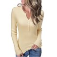 thumbnail image 2 of CEHVOM Woman Long Sleeve T Shirt Autumn Solid Loose Blouse Tops Button Sweatshirt, 2 of 8