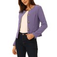thumbnail image 4 of INSPIRE CHIC Women's Lightweight Jacket Button Vintage Fall Short Jacket with Pockets M Purple, 4 of 6