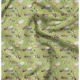 thumbnail image 1 of Soimoi Green Silk Fabric Rabbit Animal Print Fabric by Yard 42 Inch Wide, 1 of 6