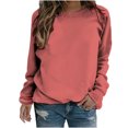 thumbnail image 1 of Yuyuzo 2023 Automne Chandail Sportif Uni pour Femme Décontracté Ample à Col Rond Raglan à Manches Longues Chandail Tunique Hauts Rouge Melon D\'eau A1, 1 of 5