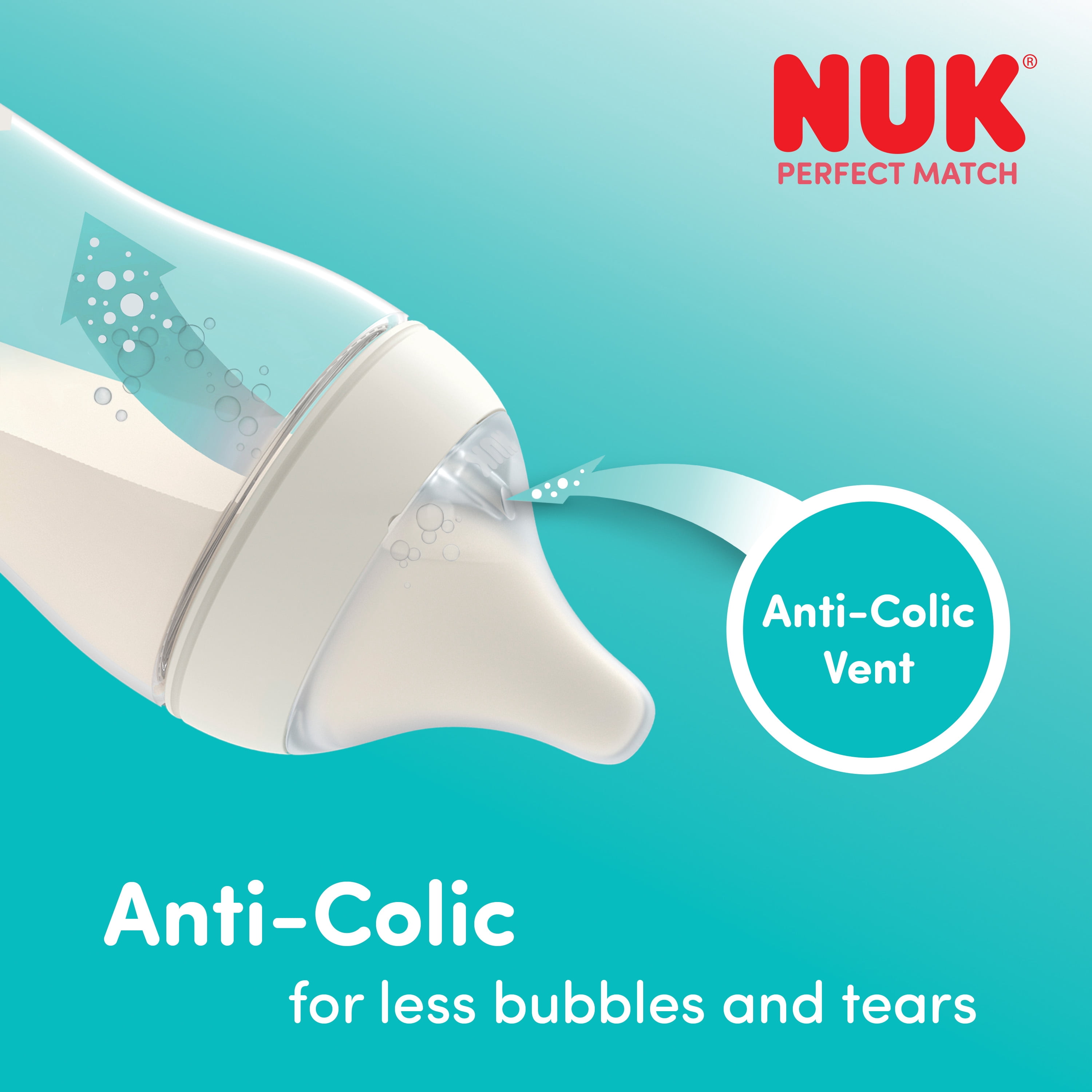 NUK Perfect Match Baby Bottle, 3+ Months, 260 ml, Anti Colic Feeding Bottle, Plastic, Temperature Control Indicator, Sheep, 3 Count
