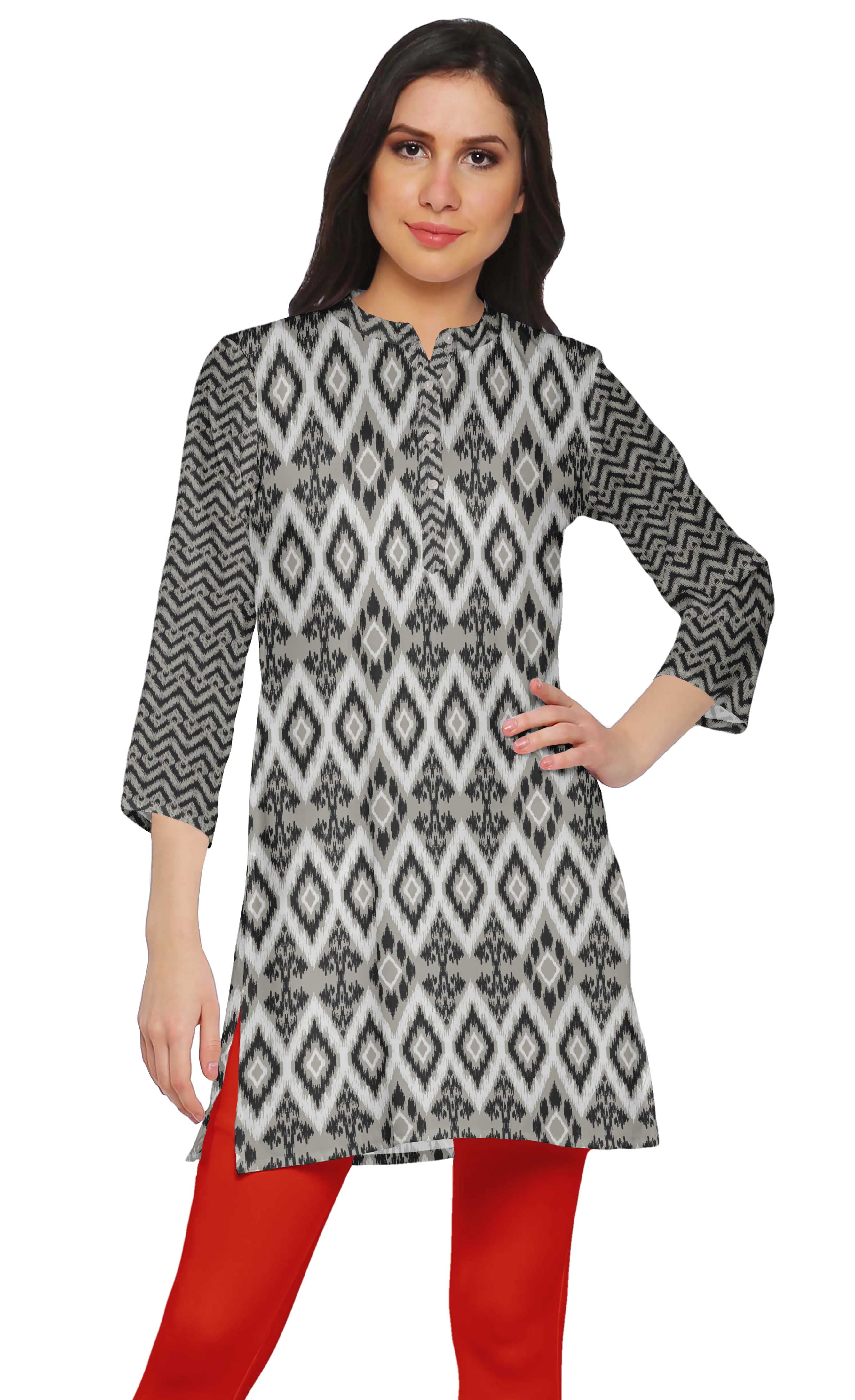 Moomaya Printed Side Slit Short Kurta Tunic For Women Summer Wear Ladies Kurti