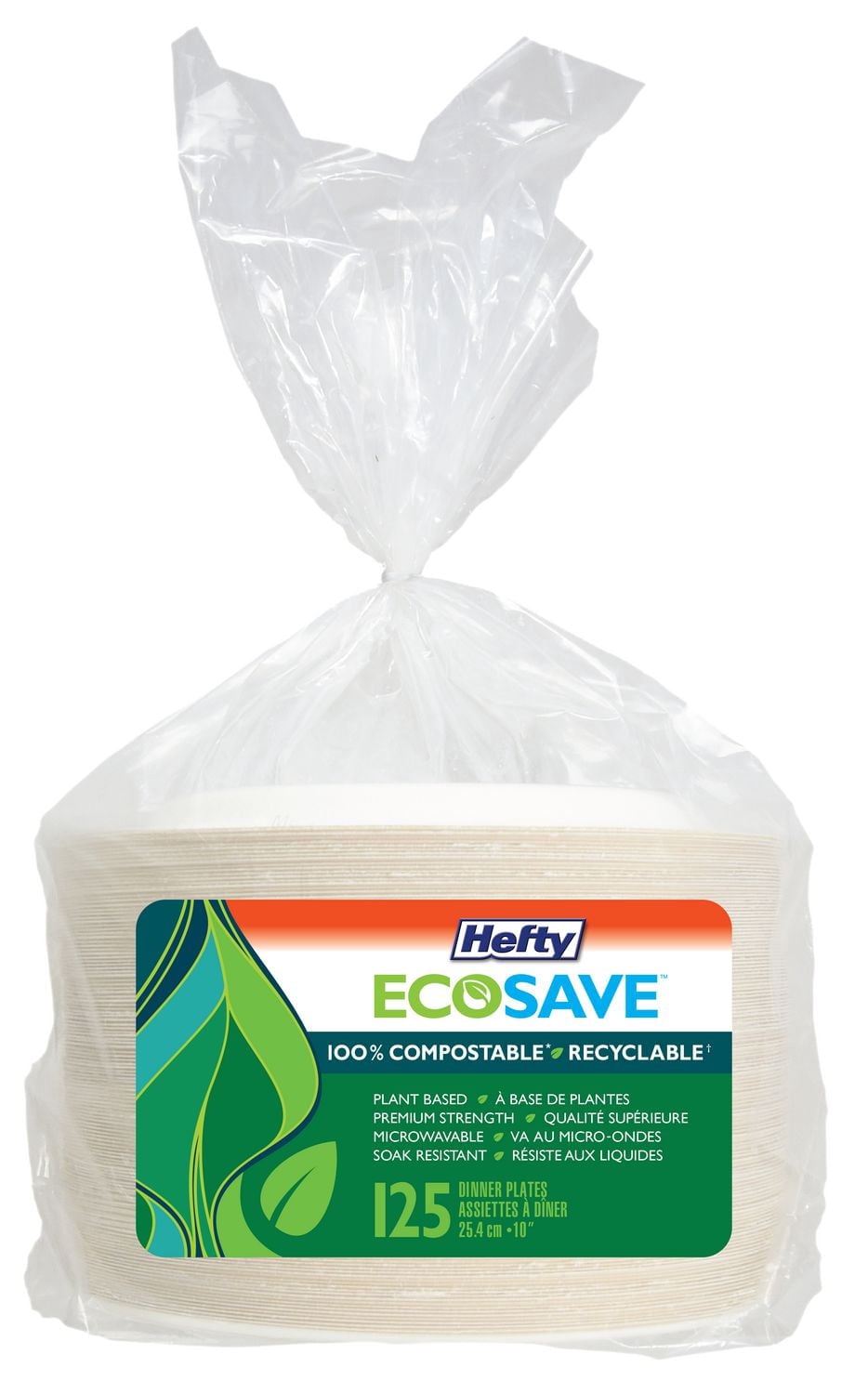 Hefty EcoSave® Assiettes à Dîner, Assiettes Jetables, Lot de 125