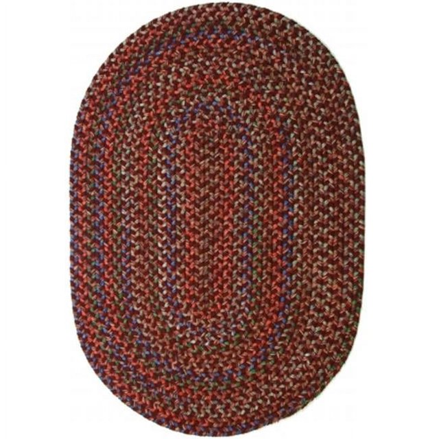 Katherine Multi Indoor/Outdoor Oval Braided Rug, 2 by 4-Feet, Burgundy