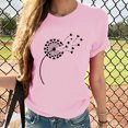 thumbnail image 1 of Meichang T-Shirts Graphiques Tendance pour Femmes Nouveauté Drôle Mignon T-Shirts à Imprimé Pissenlit Décontractés Col Rond Manches Courtes T-Shirts Légers Hauts, 1 of 8